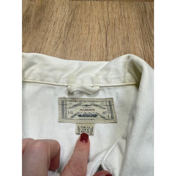 All Saints White Denim Sleeveless Vest Jacket Size 8 - Picture 6 of 6